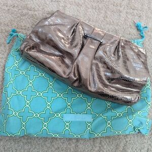Stella & Dot Bronze Metallic Fold-Over Clutch
